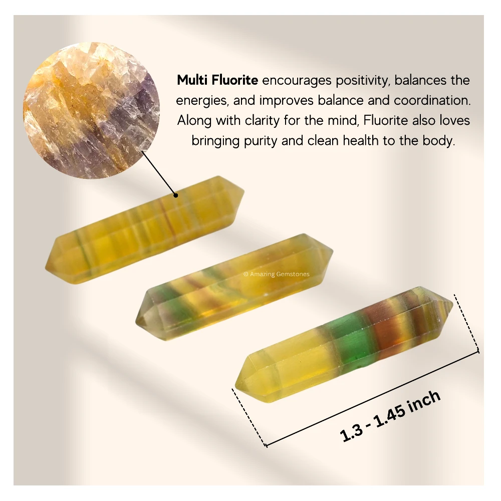 Multi Fluorite Pencil Points (Double Terminated) (Set of 10)