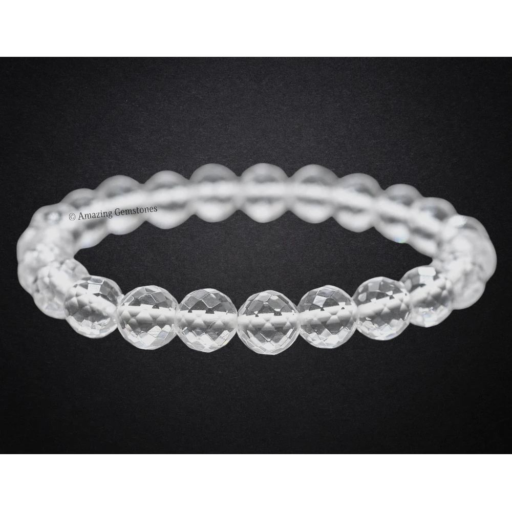 Clear Quartz Bracelet (Faceted) (Stretchable)
