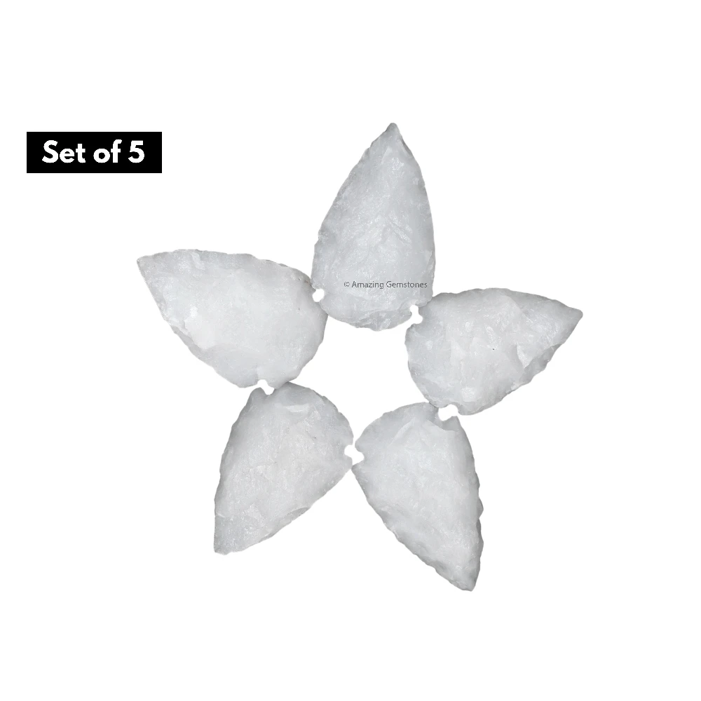 Snow Quartz Crystal Arrowhead - 1" to 1.5" (5 Pieces)