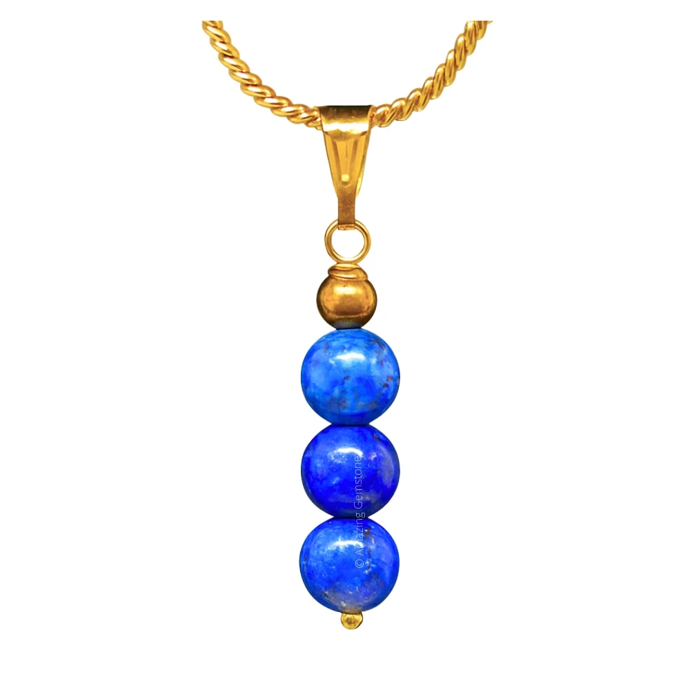 Lapis Lazuli Bead Pendant (Gold)