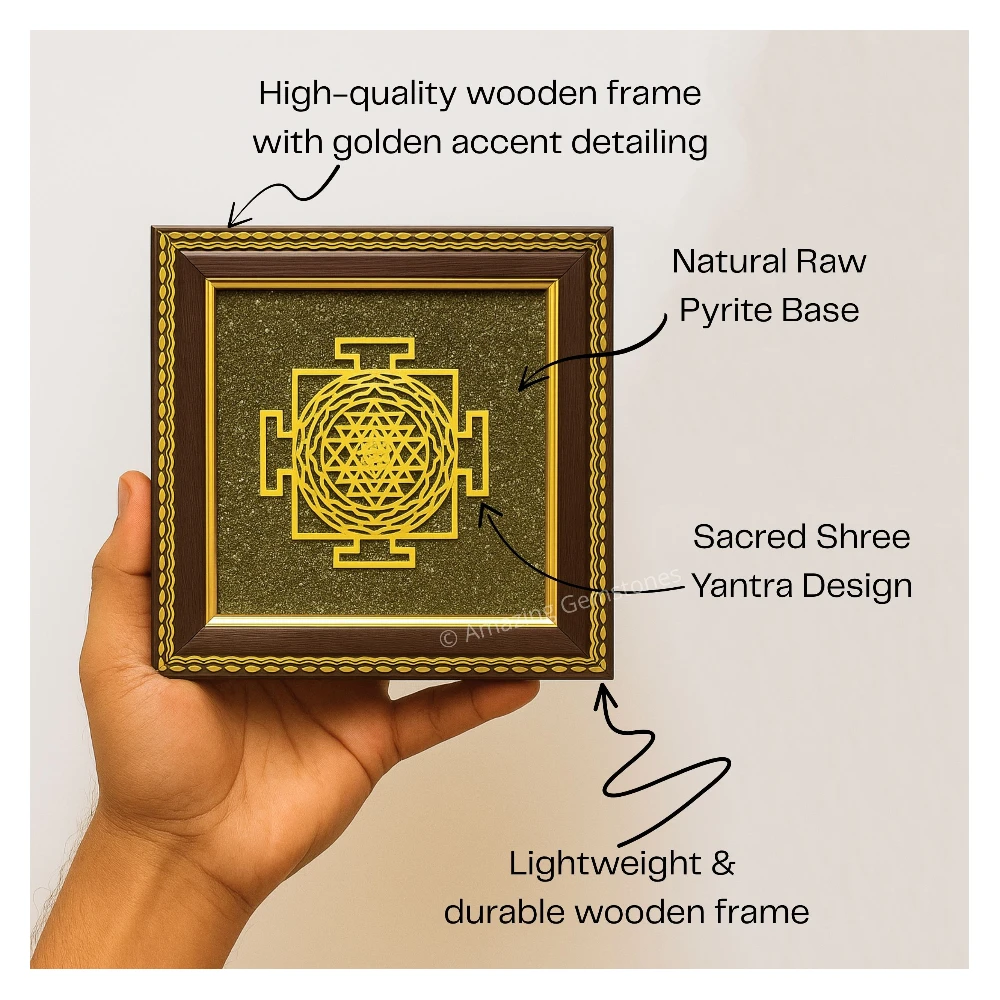 Authentic Pyrite Frame – Vastu Decor (Shree Yantra)