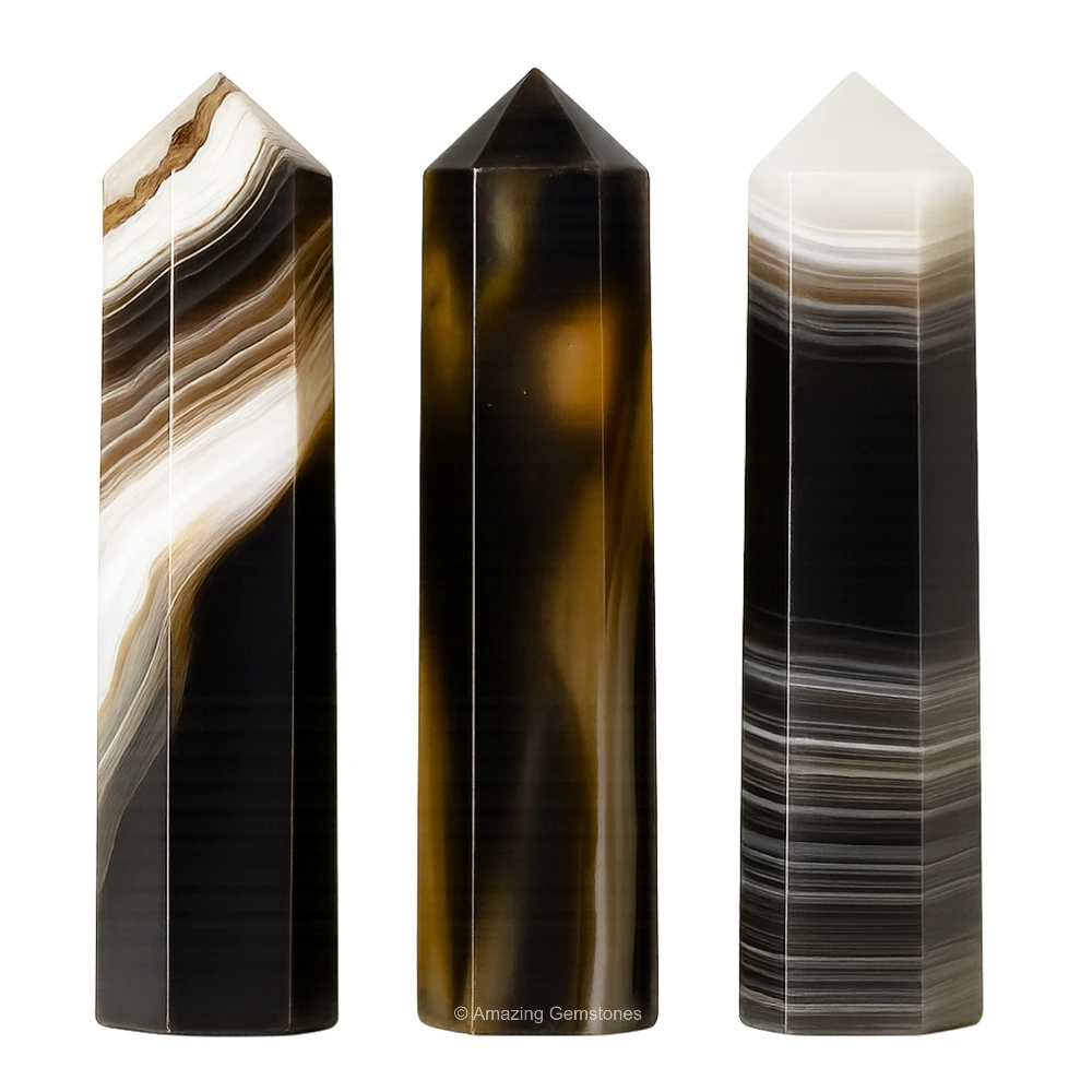 Black Onyx Pencil Points (Set of 3)