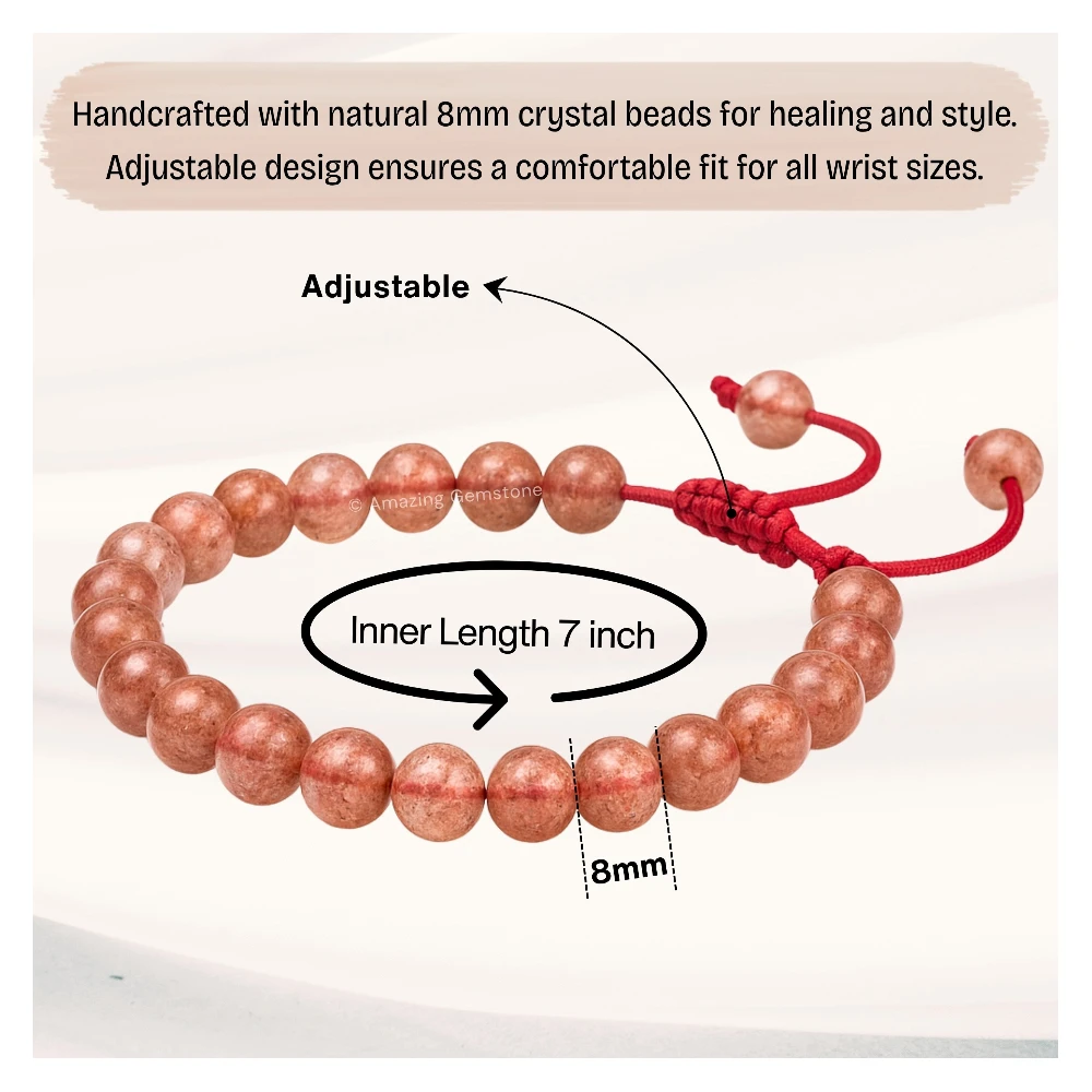 Strawberry Quartz Bracelet (Adjustable)