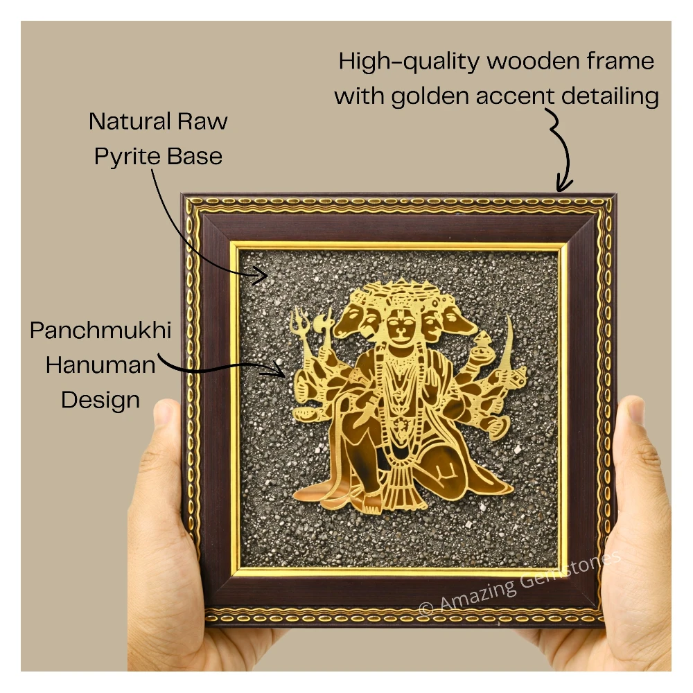Authentic Pyrite Frame – Vastu Decor (Panchmukhi Hanuman)