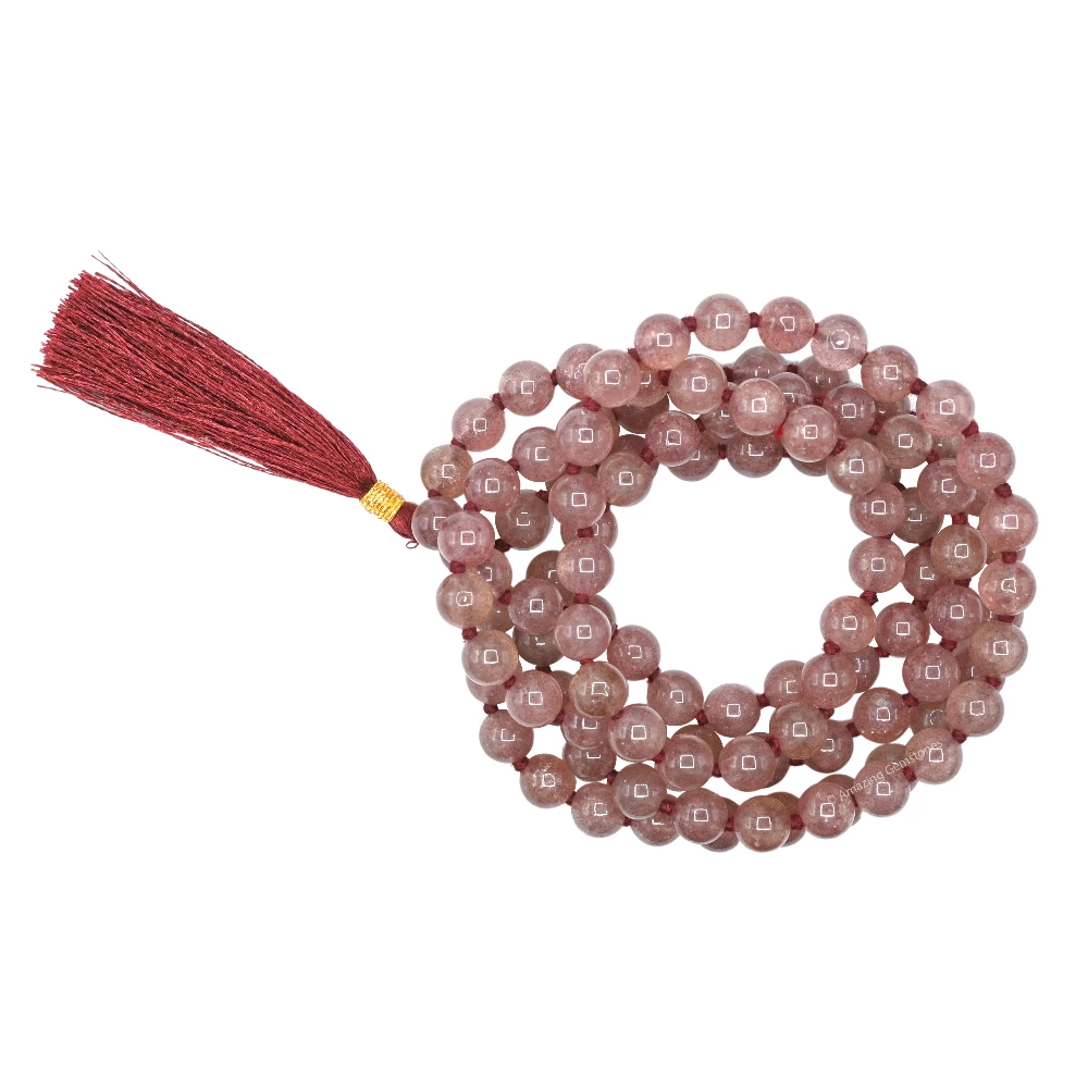 Strawberry Quartz Mala (Hand Knotted)