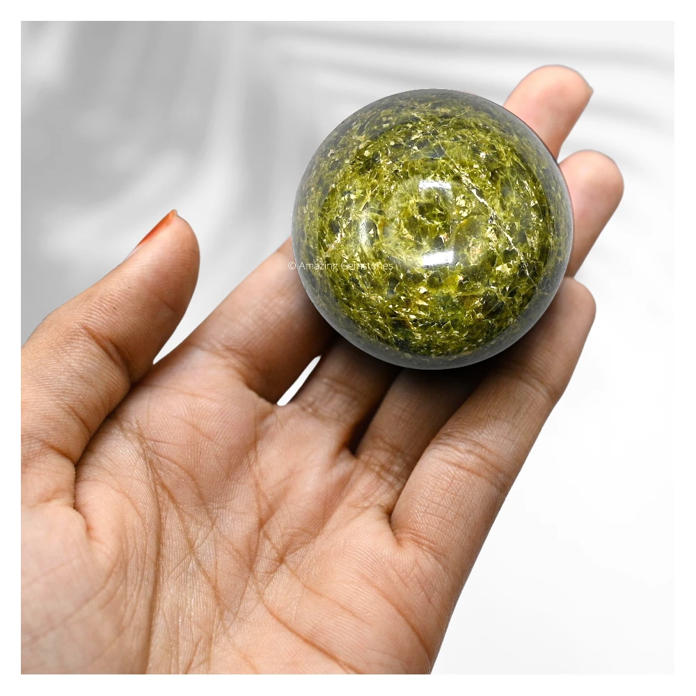 Green Tourmaline In Matrix Sphere (1.5 Inch)