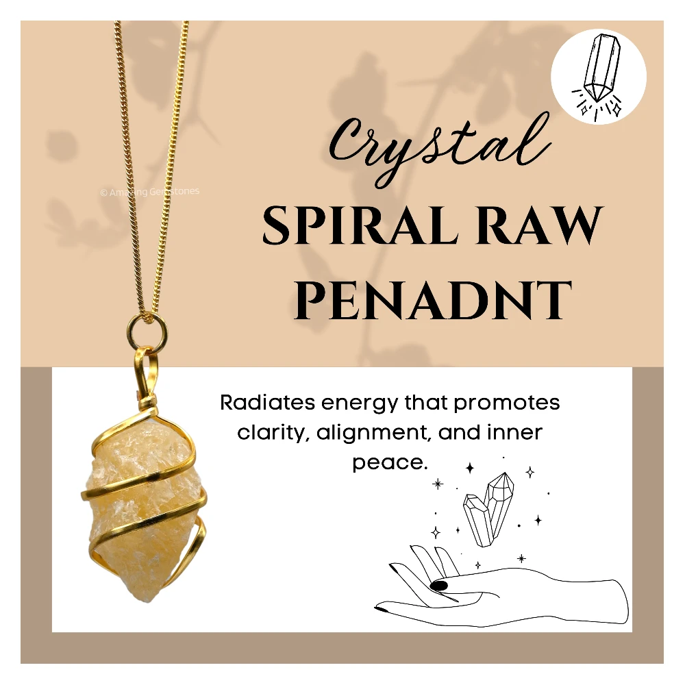 Set of 11 Crystal Spiral Raw Pendant Necklace