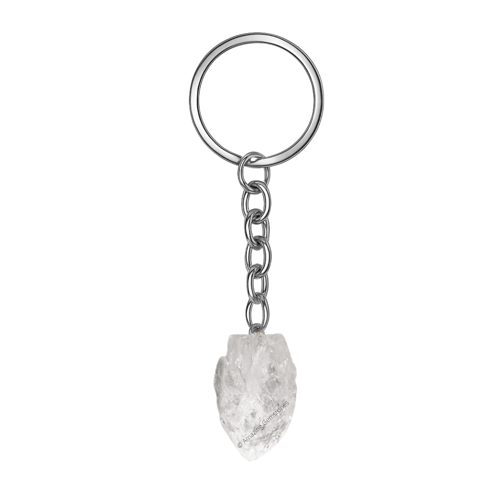 Clear Quartz Keychain Keys Holder (Premium Raw)