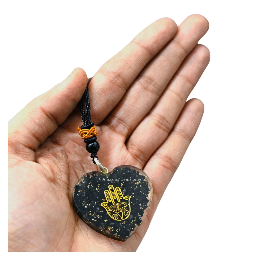 Shungite Necklace - Hamsa (Heart)