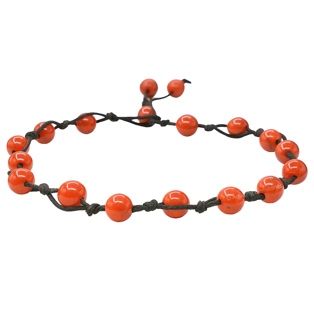 Red Jasper Anklet (Hand Knotted)