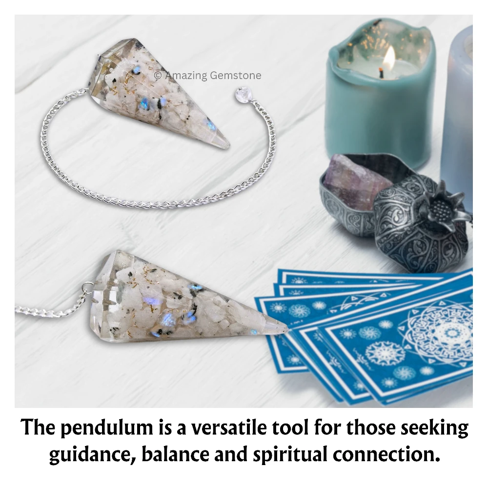 Rainbow Moonstone Orgone Pendulum