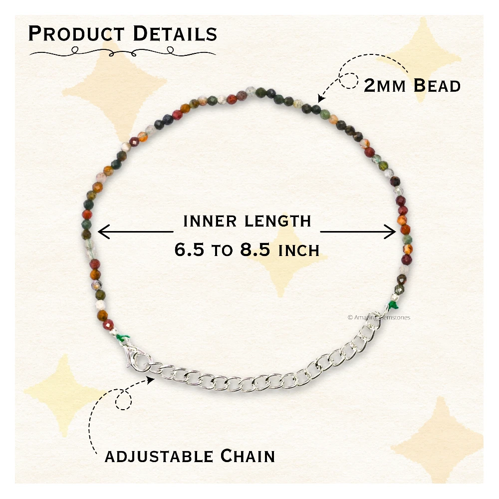 Mookaite Crystal Bracelet - 2mm Faceted Bead (Silver)