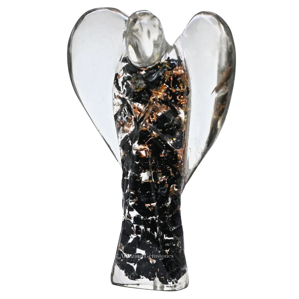 Black Tourmaline Orgone Angel Figurine (2 Inch)