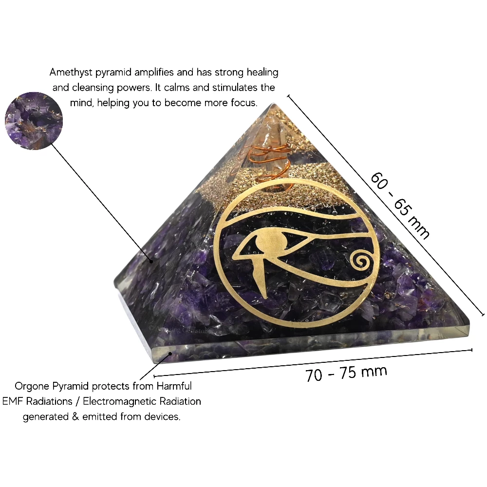 Amethyst Orgone Pyramid - Eye of Horus