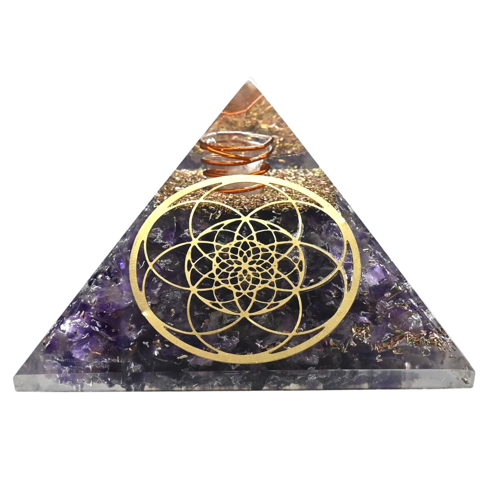 Amethyst Orgone Pyramid - Seed of Life