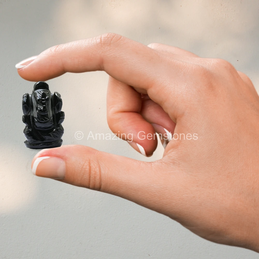 Black Agate Ganesha Crystal Idol