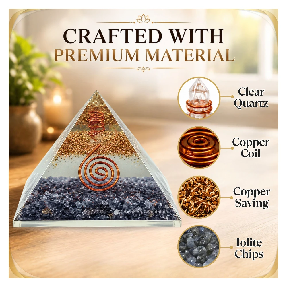 Iolite Orgone Pyramid - Glow in Dark