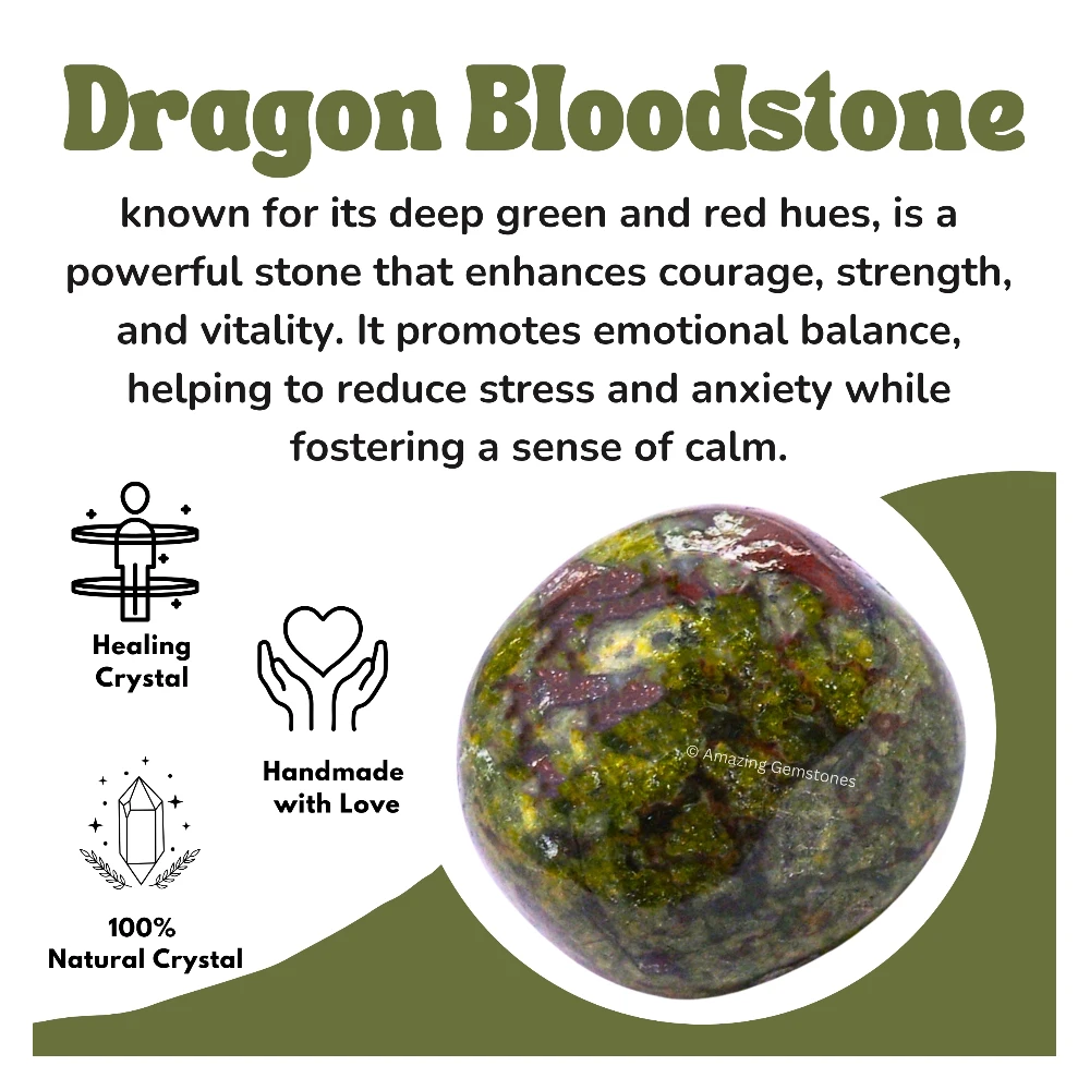 Tumbled Dragon Bloodstone Stone Crystals (1 oz)