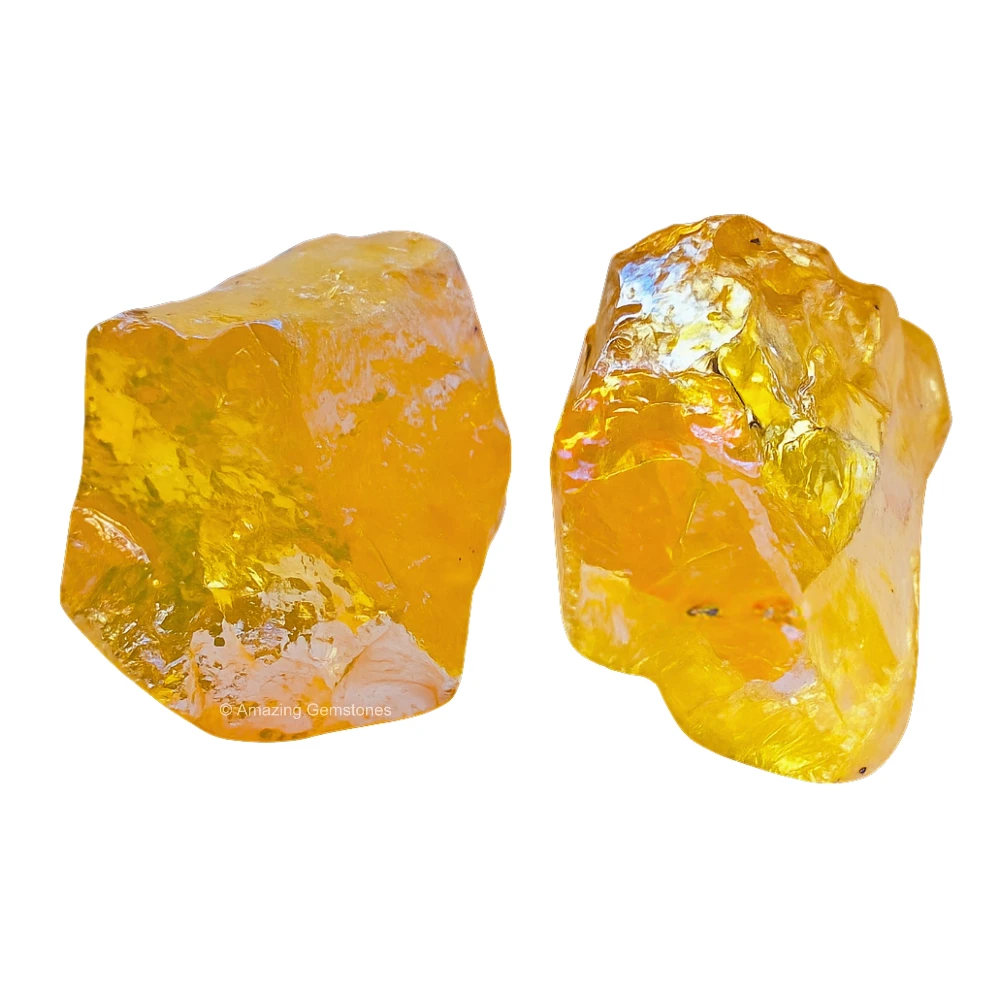 Yellow Aura Quartz Raw Crystals (2 Pieces)
