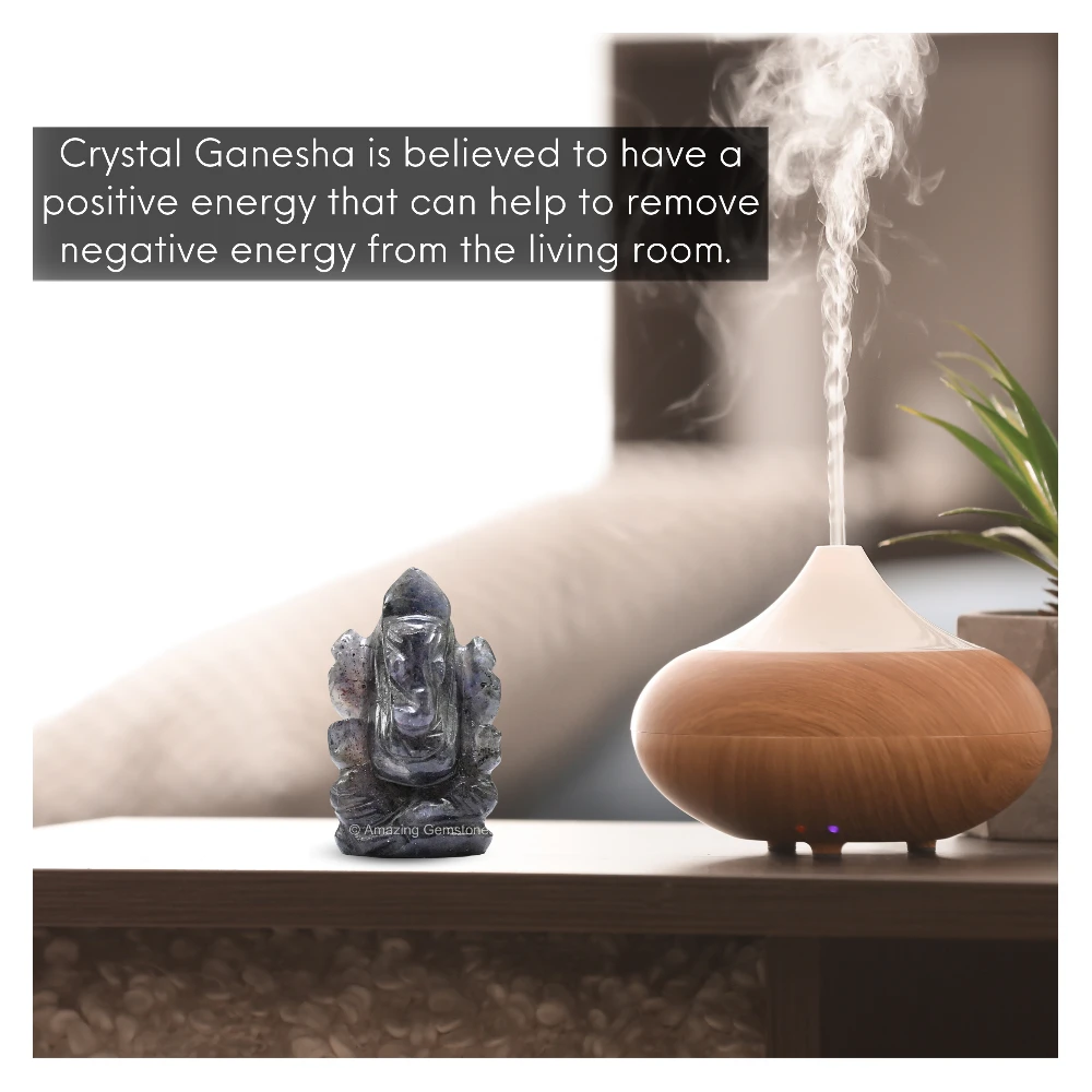 Iolite Ganesha Crystal Idol