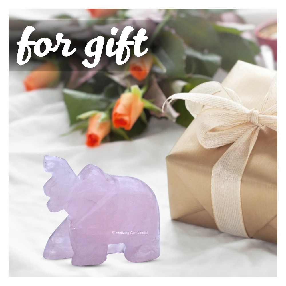 Rose Quartz Mini Elephant Crystal Figurine