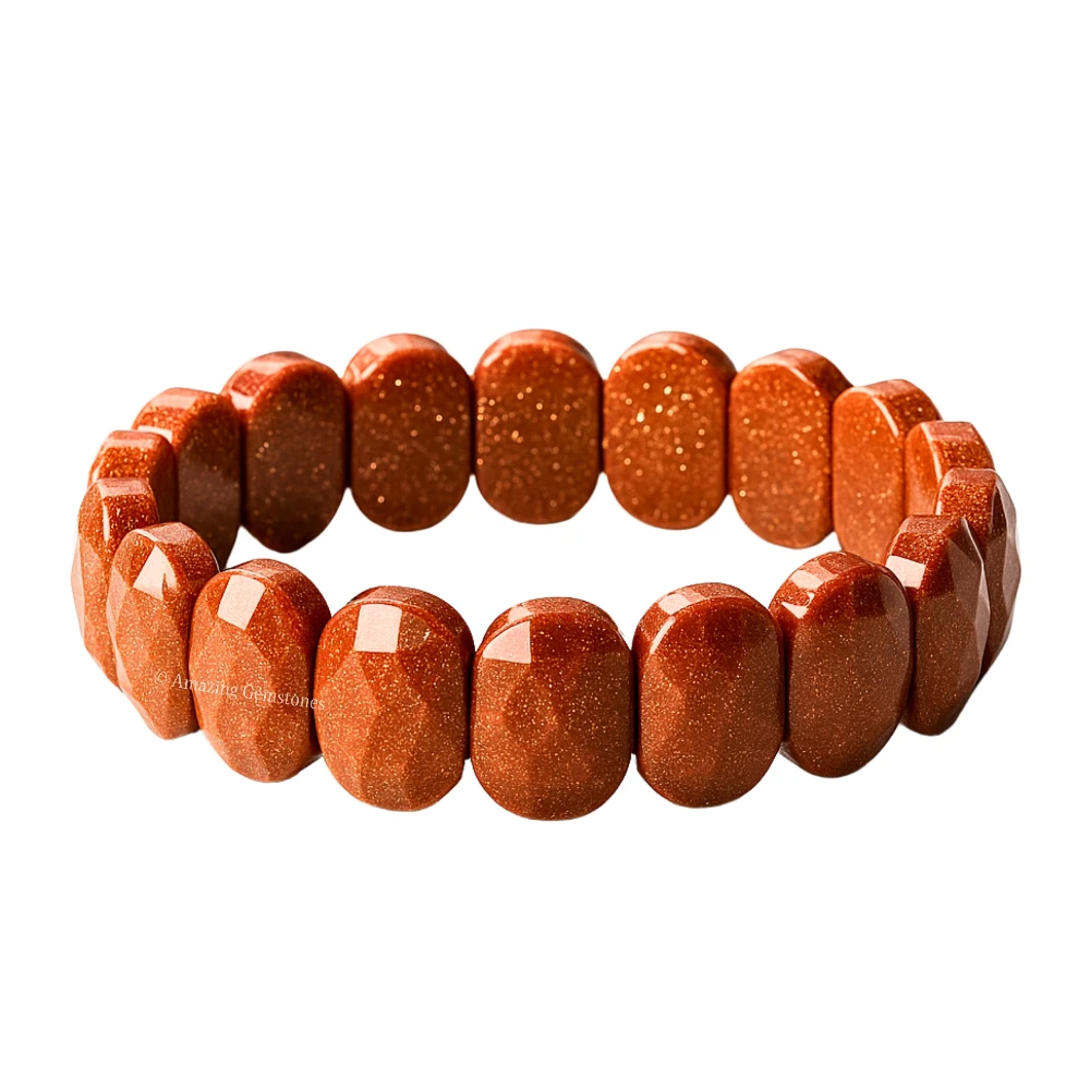 Red Goldstone Faceted Bracelet - Oval Stone