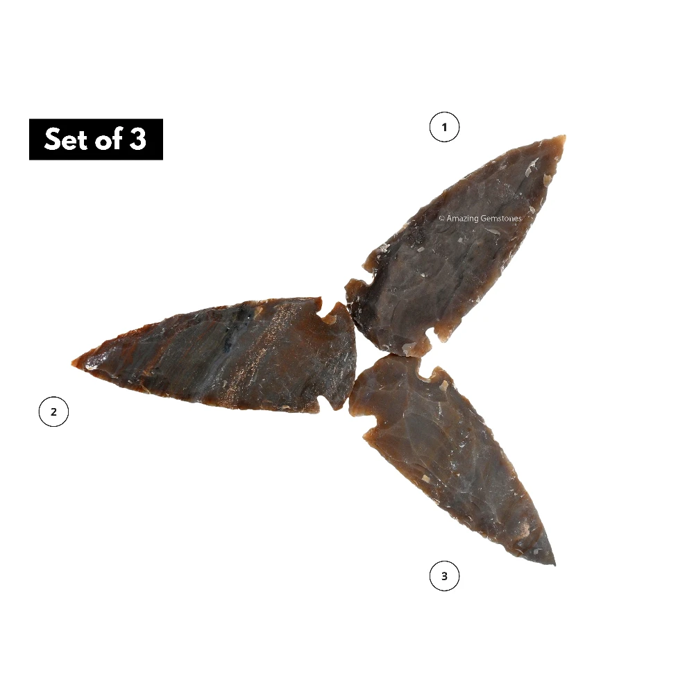 Fancy Jasper Crystal Arrowhead - 3" to 4" (3 Pieces)