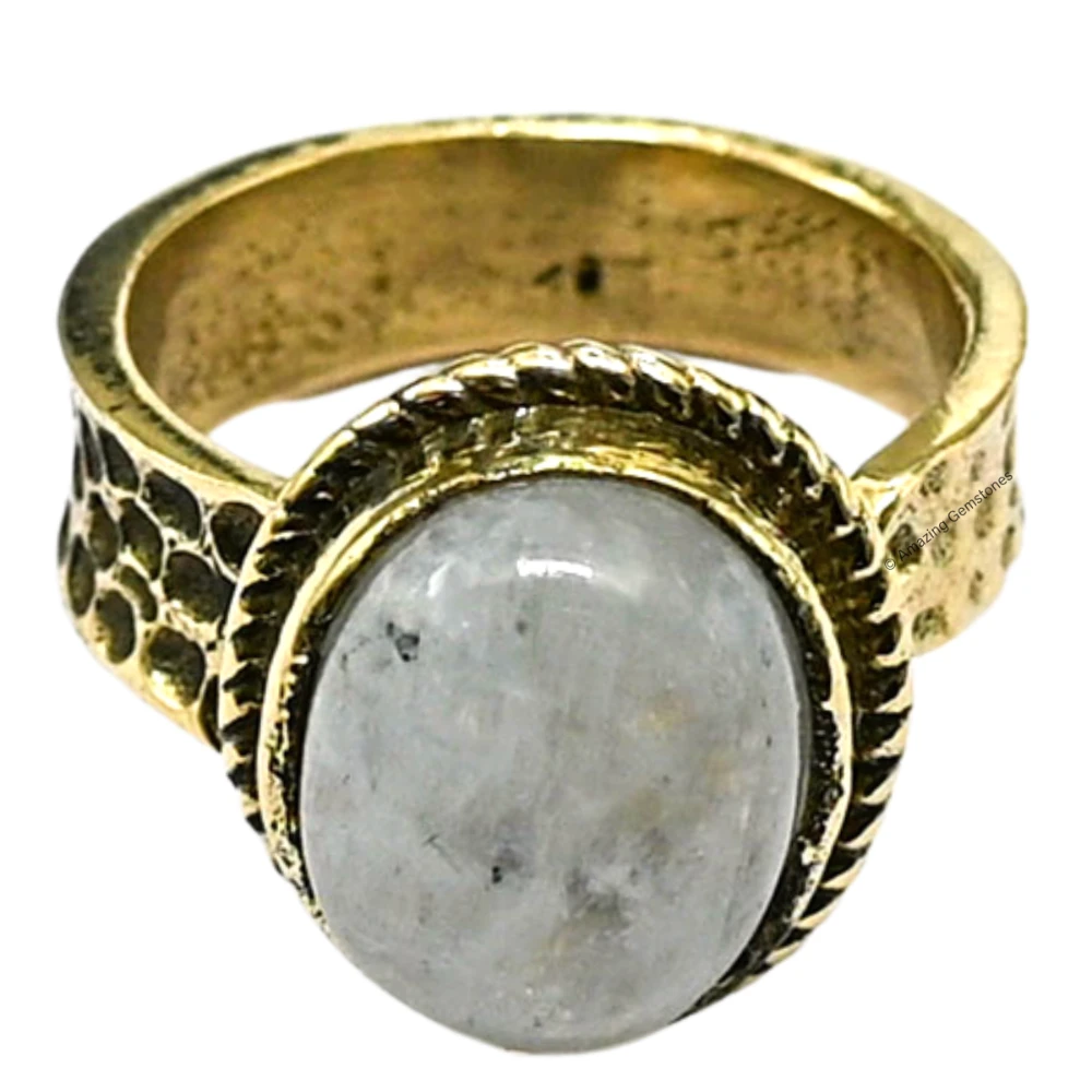 Rainbow Moonstone Crystal Ring (Gold)