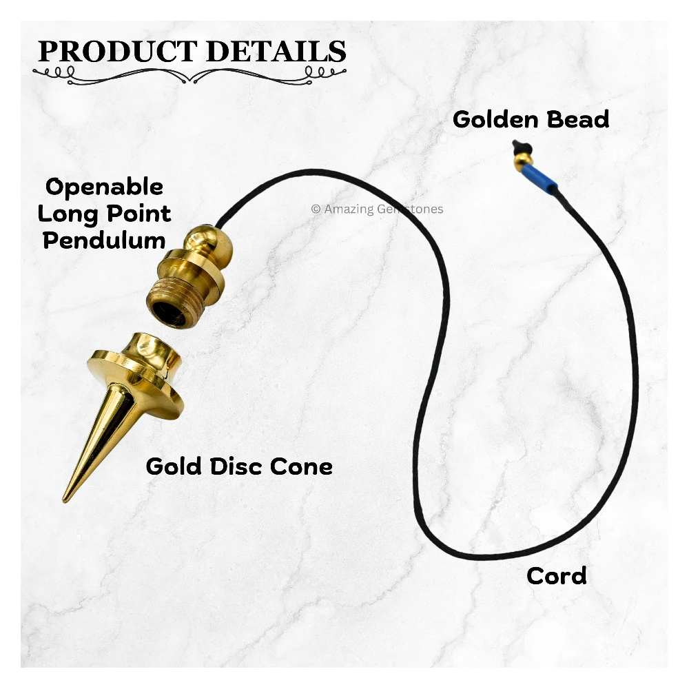 Copper Metal Pendulum - Gold Disc Cone Long (MP63)