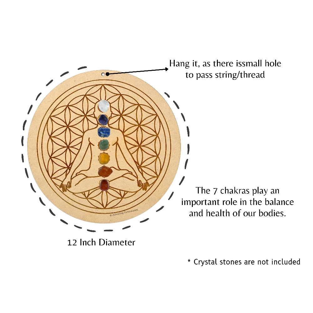 Wooden Crystal Grid Sacred Geometry - Flower of Life Buddha (12 Inch)
