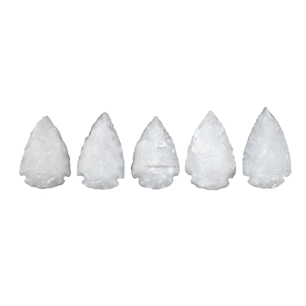 Snow Quartz Crystal Arrowhead - 1" to 1.5" (5 Pieces)