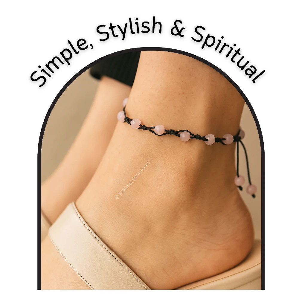 Rose Quartz Anklet (Hand Knotted)