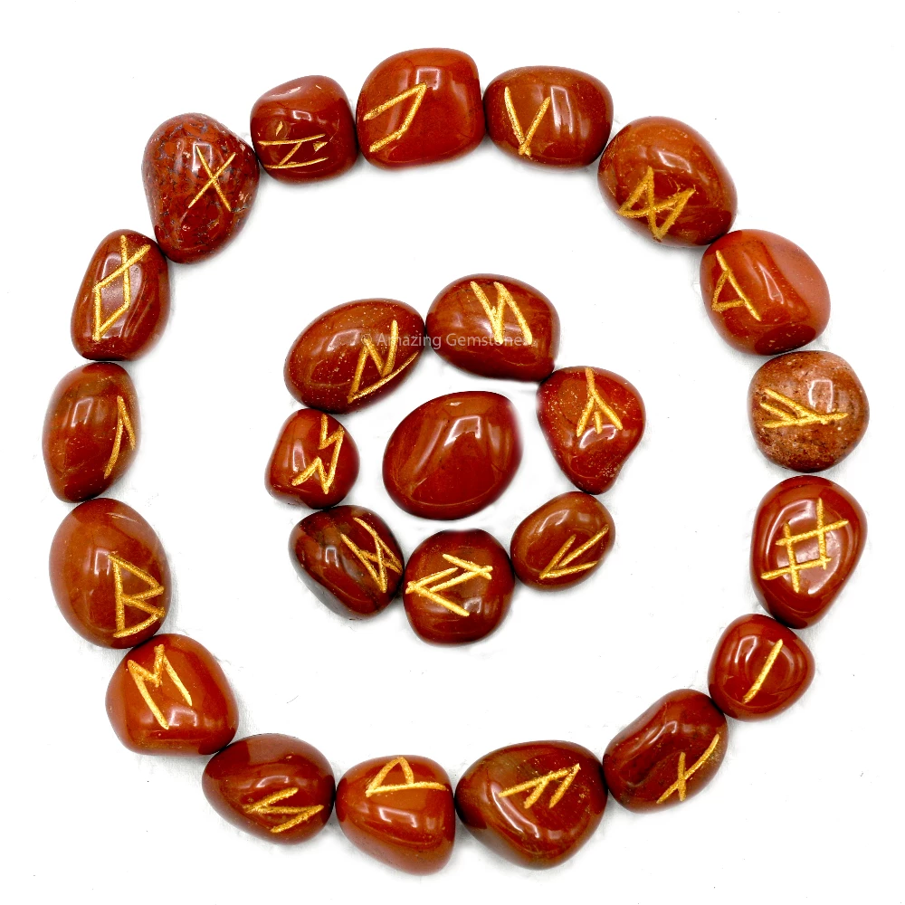 Red Jasper Rune Stones Set