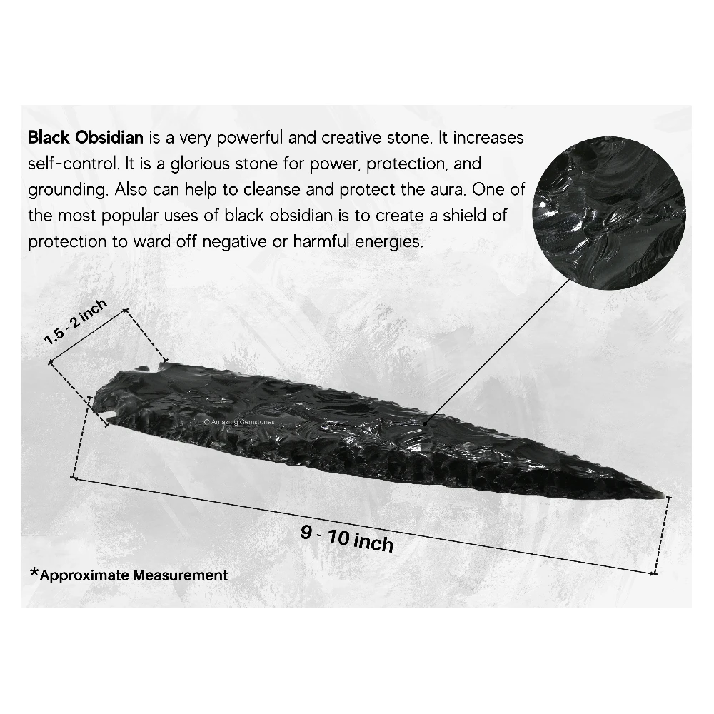 Black Obsidian Crystal Arrowhead - 9" to 10"