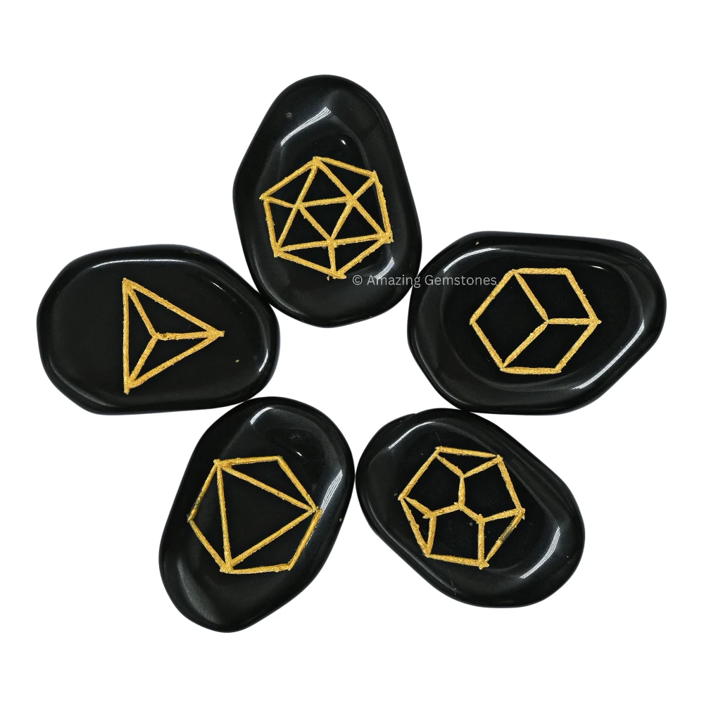 Black Agate Fifth Element Stones (Set of 5)