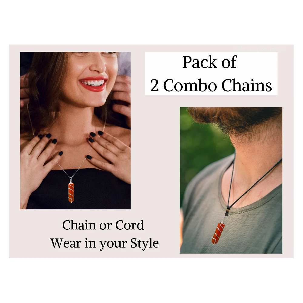 Carnelian Necklace - Spiral Pencil Point (Silver)
