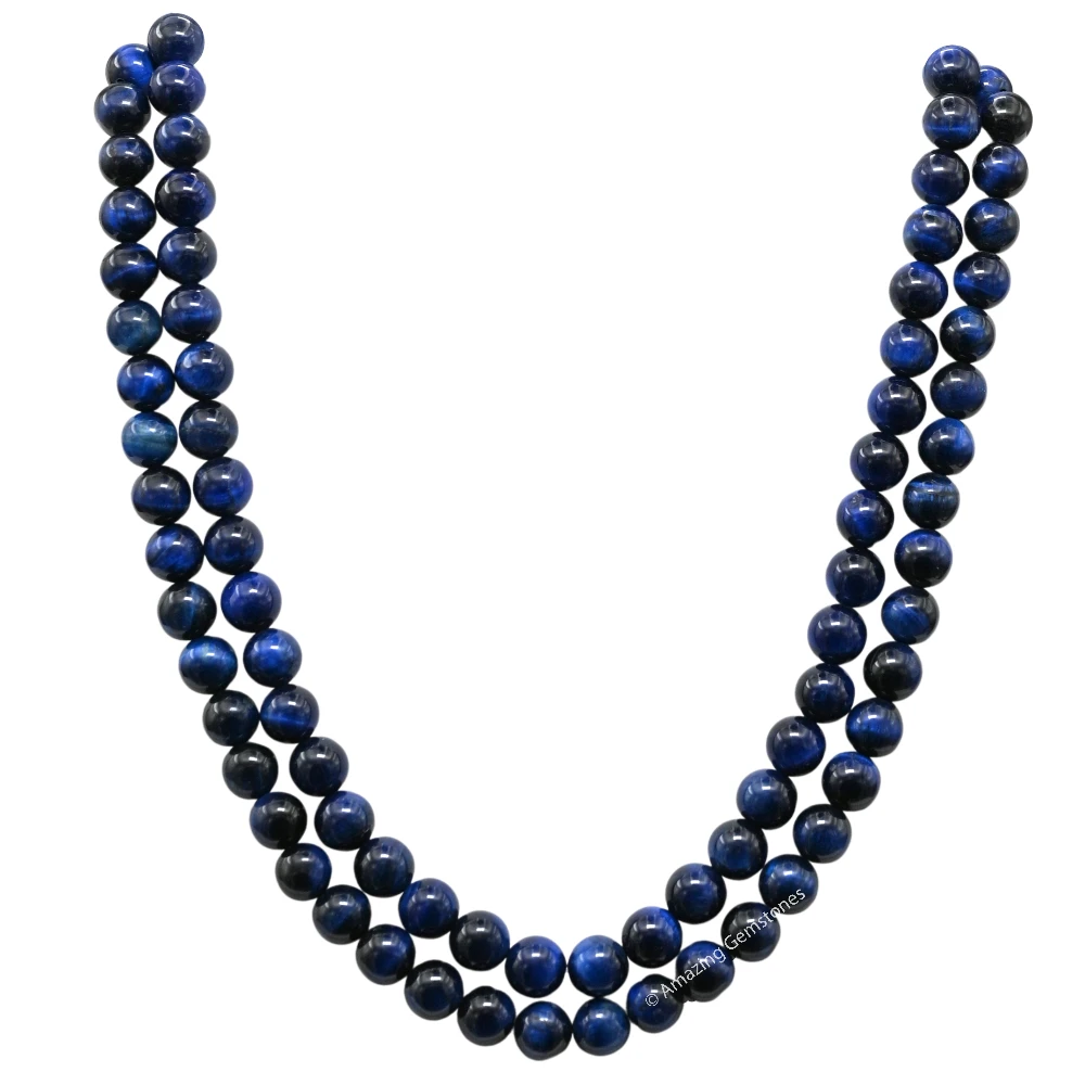 Blue Tiger Cats Eye Mala (Without Knot)