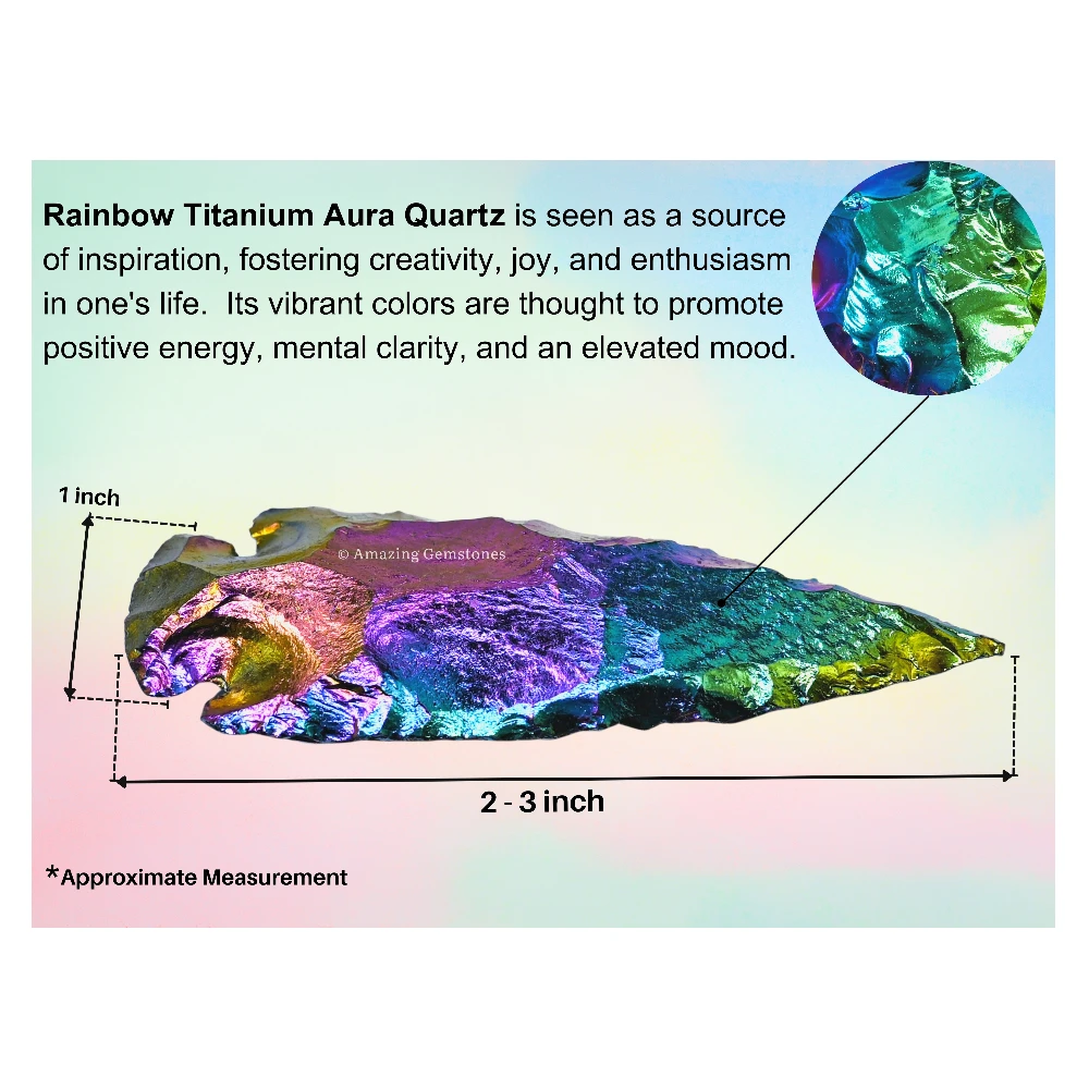 Titanium Aura Quartz Crystal Arrowhead - 2" to 3"