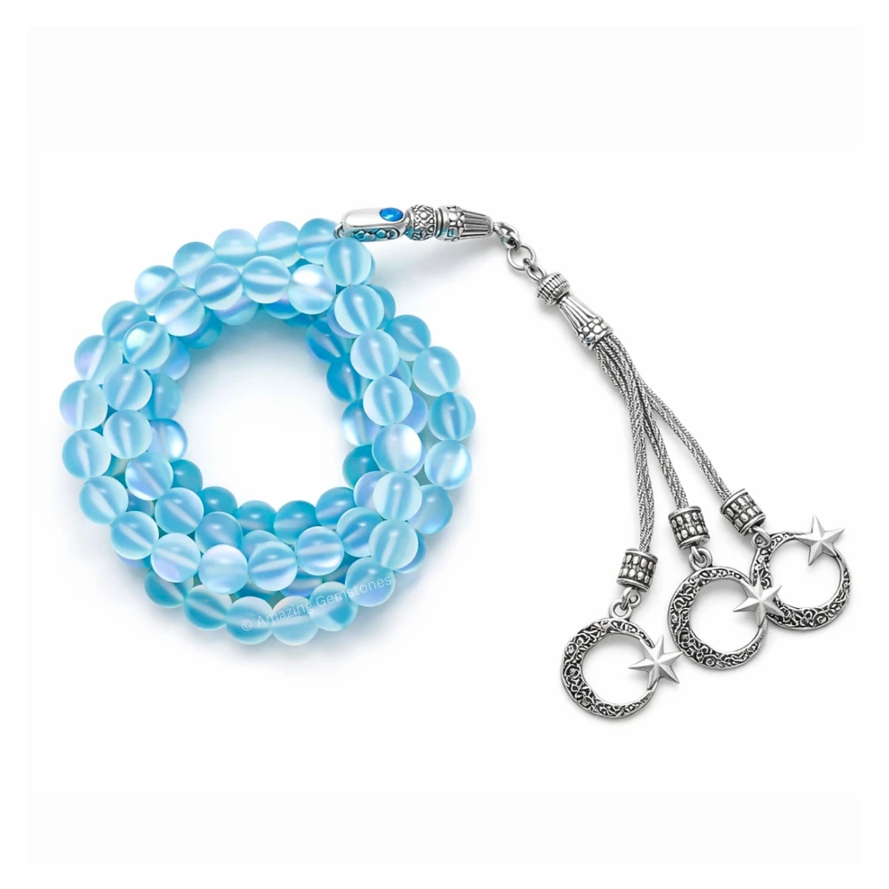 Blue Mermaid Tasbeeh Sibha Prayer Beads (Silver)