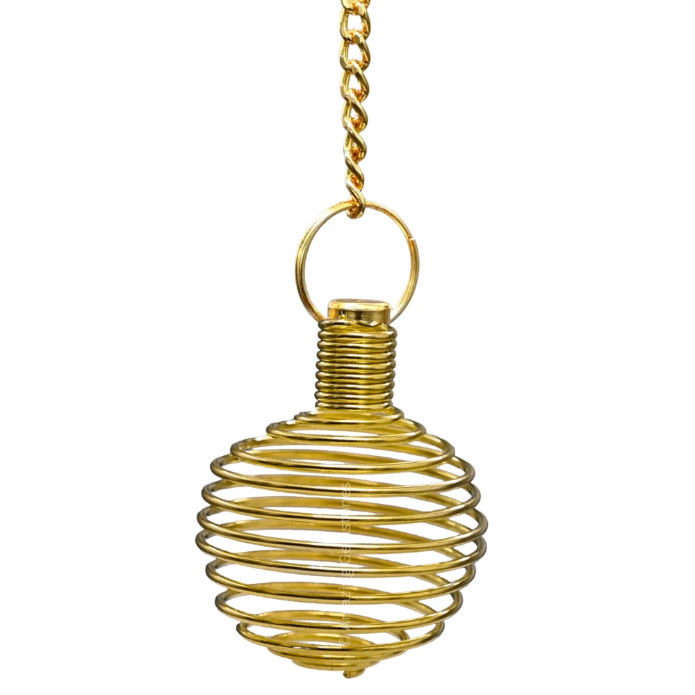 Copper Metal Pendulum - Gold Spiral Cage (MP51)