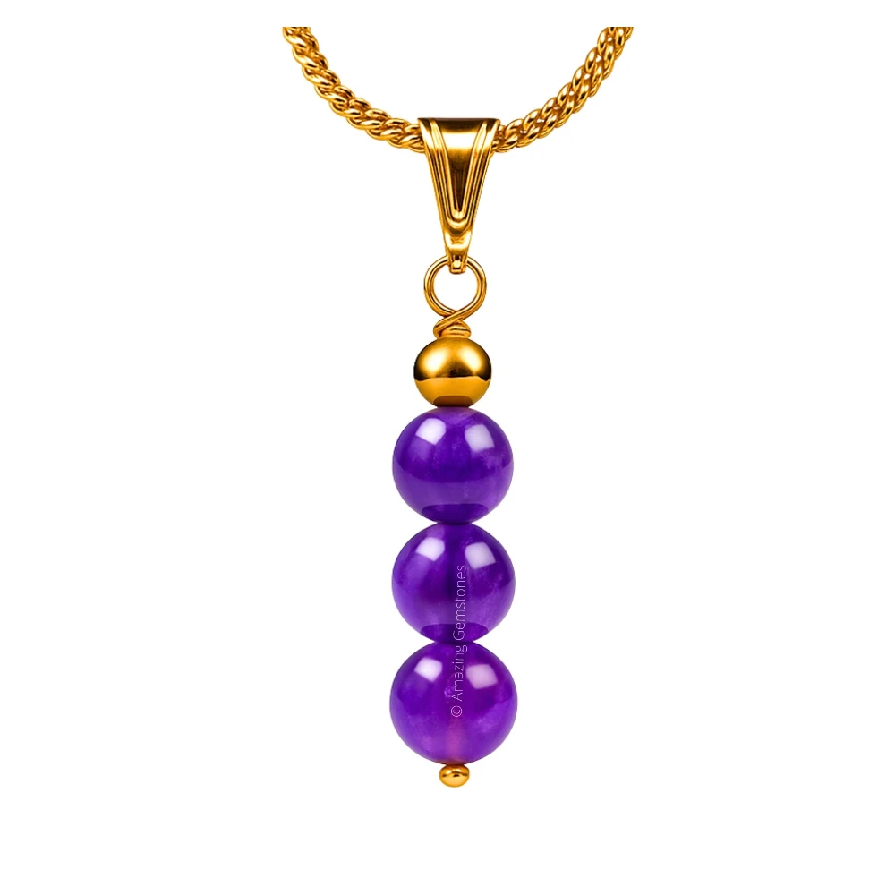 Amethyst Bead Pendant (Gold)