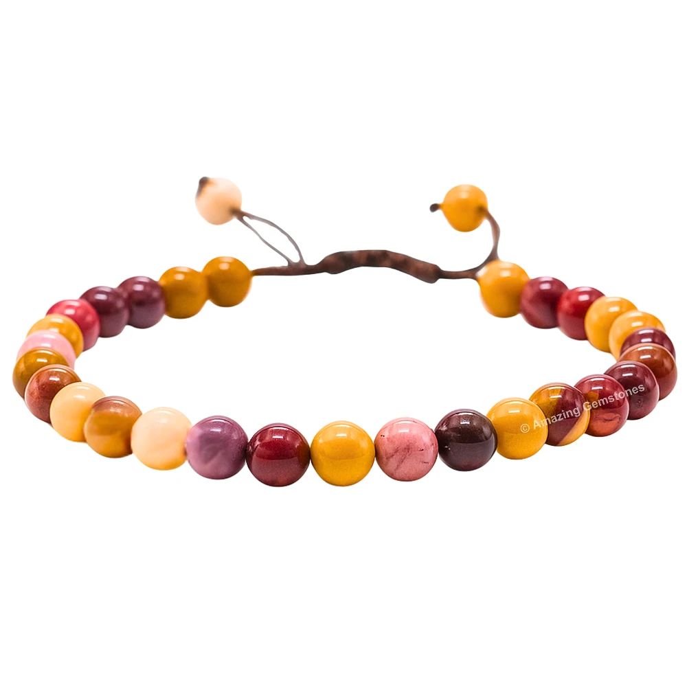Mookaite Jasper Healing Crystal Bracelets - 6mm Beads (Adjustable)