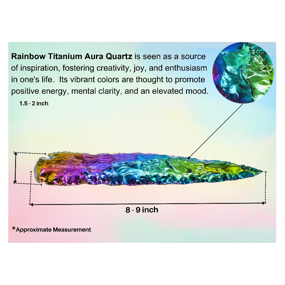 Titanium Aura Quartz Crystal Arrowhead - 8" to 9"