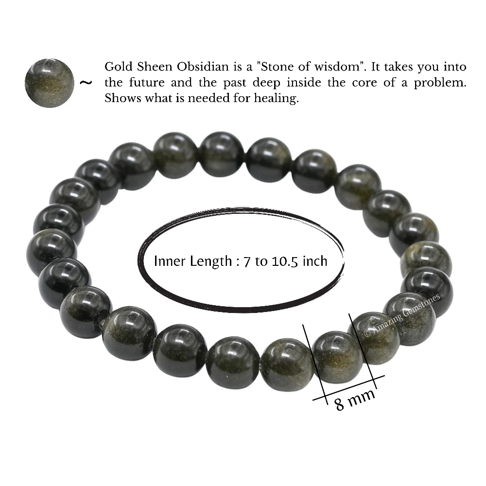 Gold Sheen Obsidian Bracelet (Stretchable)