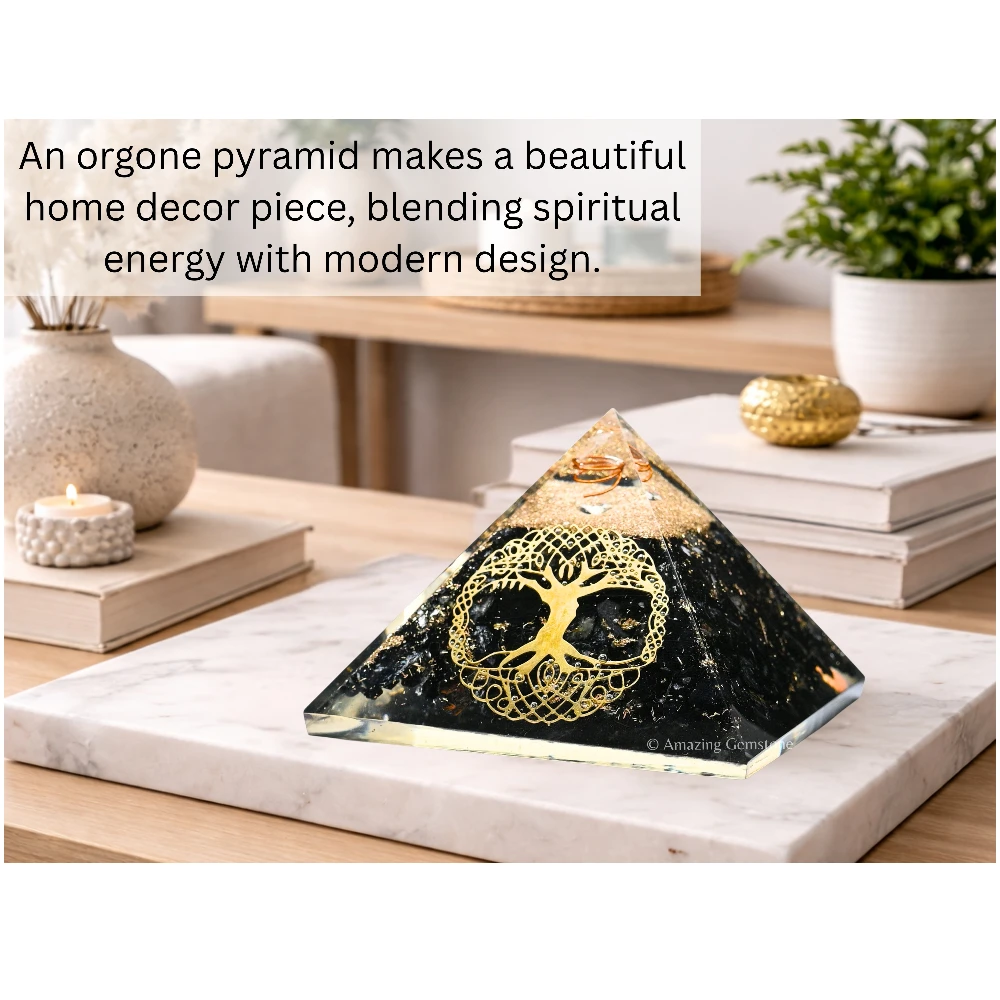 Shungite Orgone Pyramid - Big Tree of Life