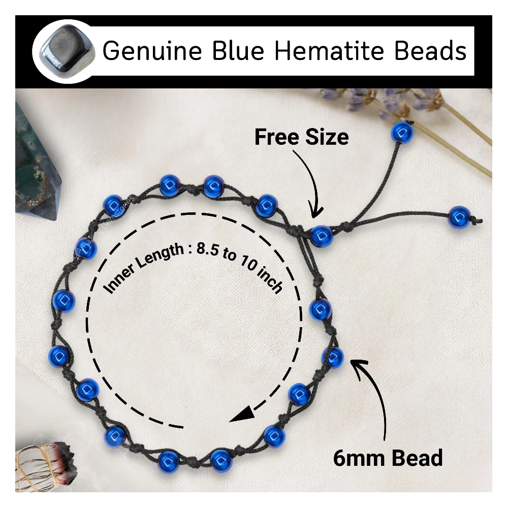 Blue Hematite Anklet (Hand Knotted)