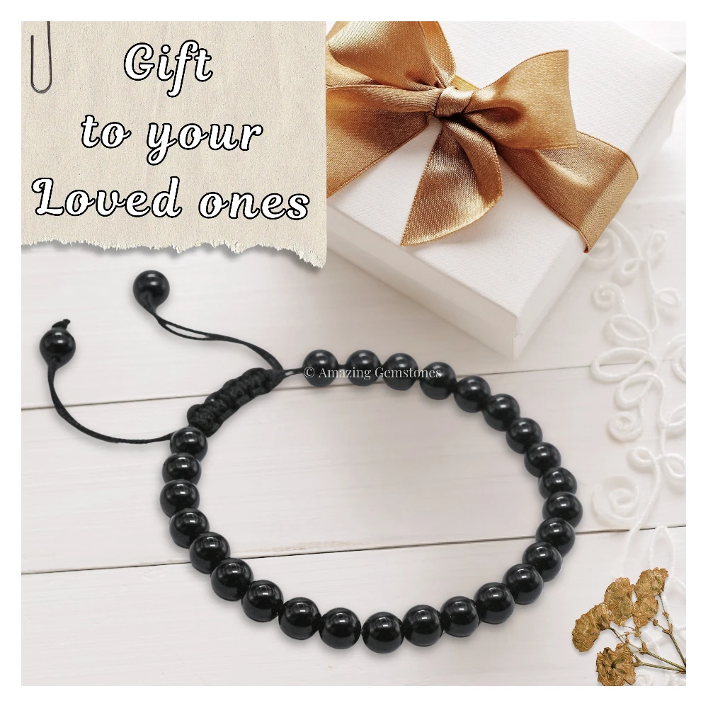 Black Obsidian Healing Crystal Bracelets - 6mm Beads (Adjustable)
