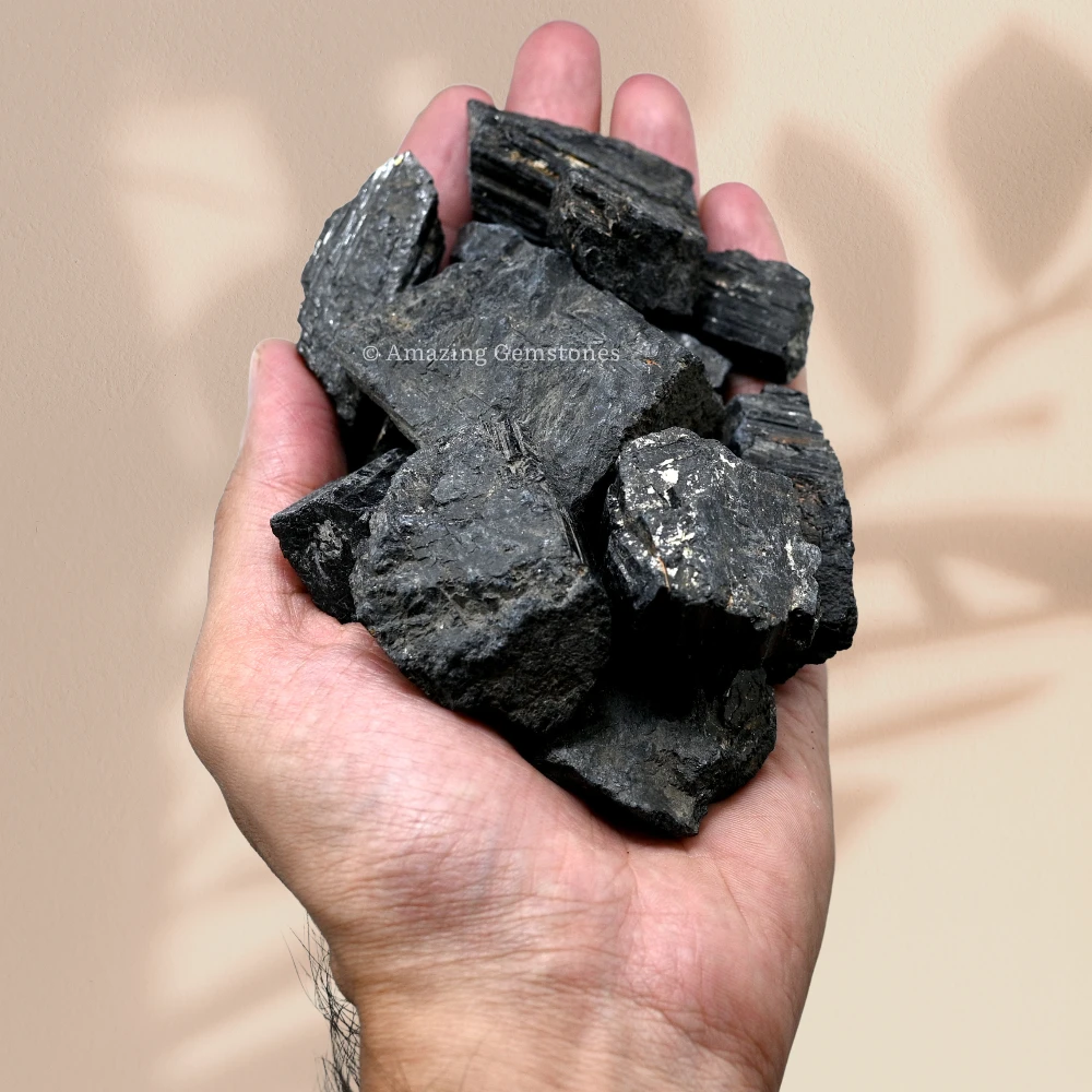 Black Tourmaline Rough Raw Crystal (Half LB Small)