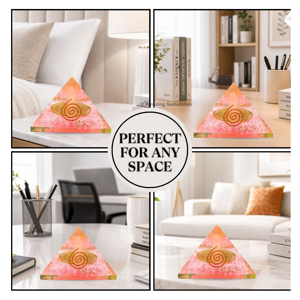 Rose Quartz Orgone Pyramid - Angel Glow in Dark