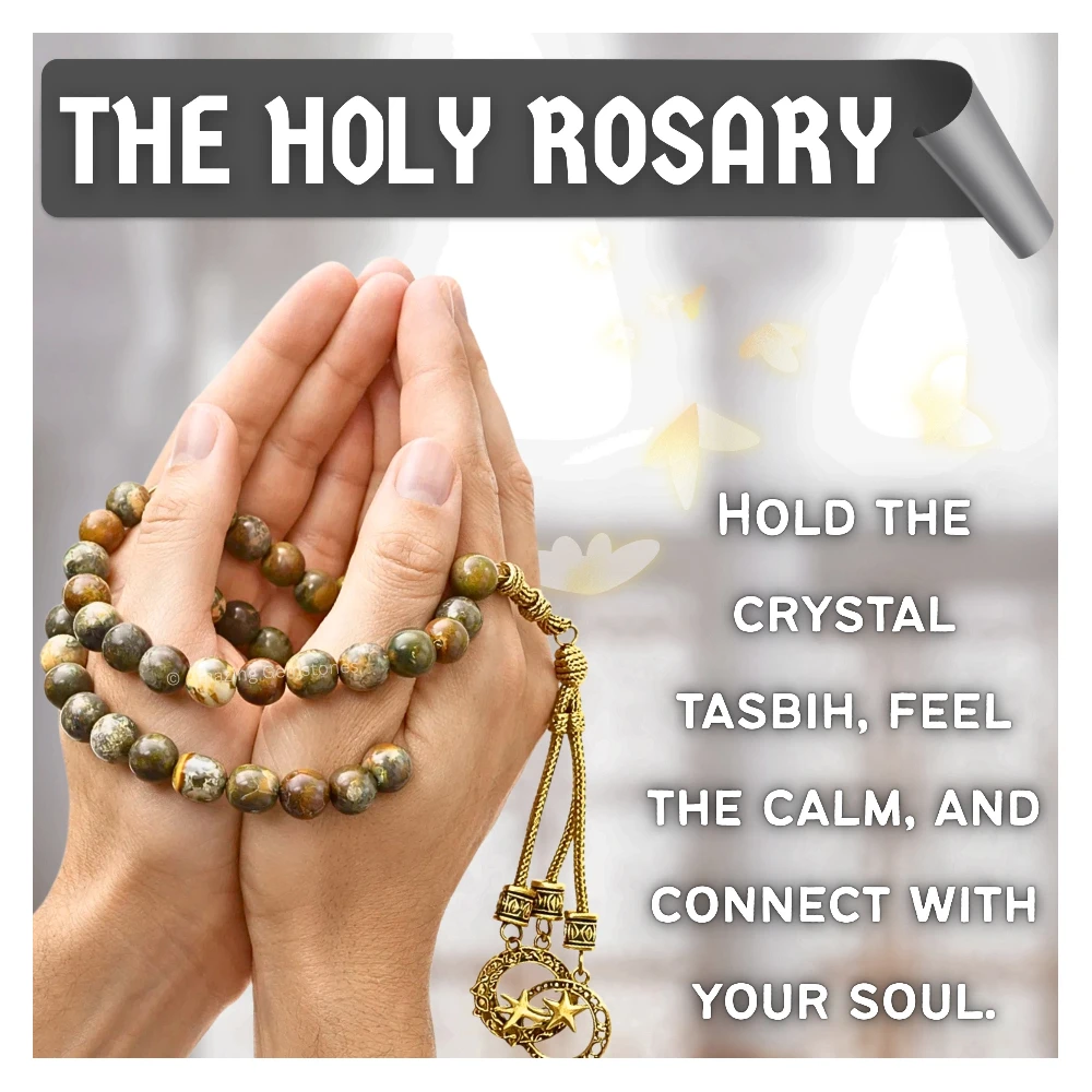 Brown Opal Crystal Tasbeeh Sibha Prayer Beads (Gold)